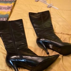 Black Leather Nine West Boots